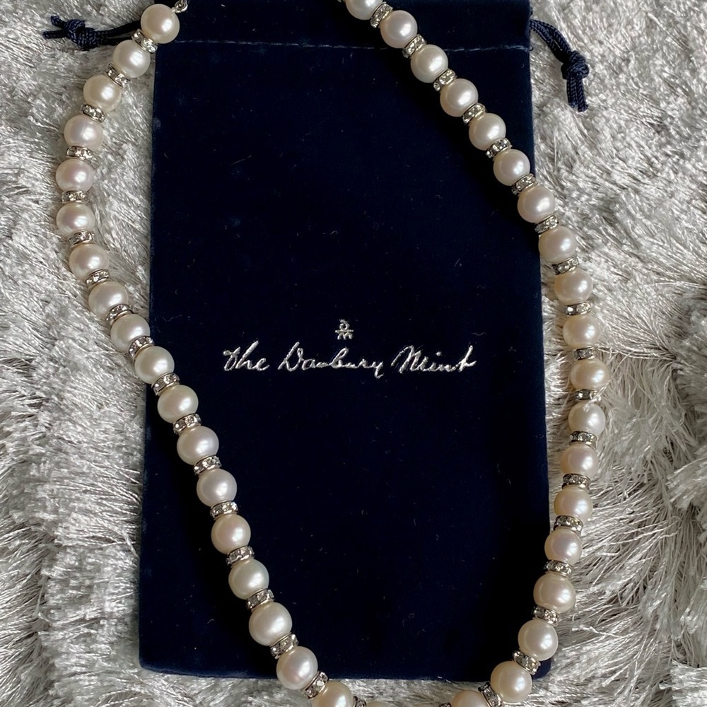 Danbury Mint Luminous Pearl Rhinestone Necklace